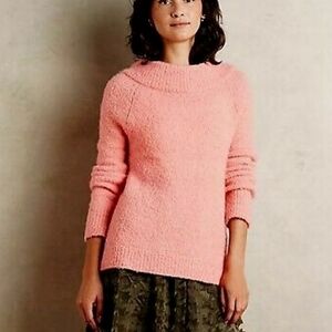 Anthropologie Moth Cozy Chunky Knit Soft Sweater in Pink Rose Size XS